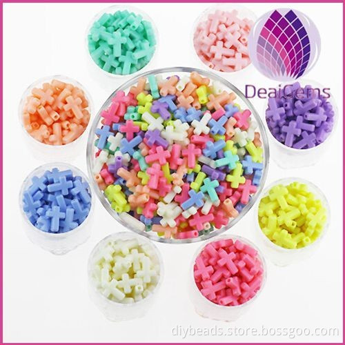 12.35x16x4.6mm cross mix color acrylic loose beads